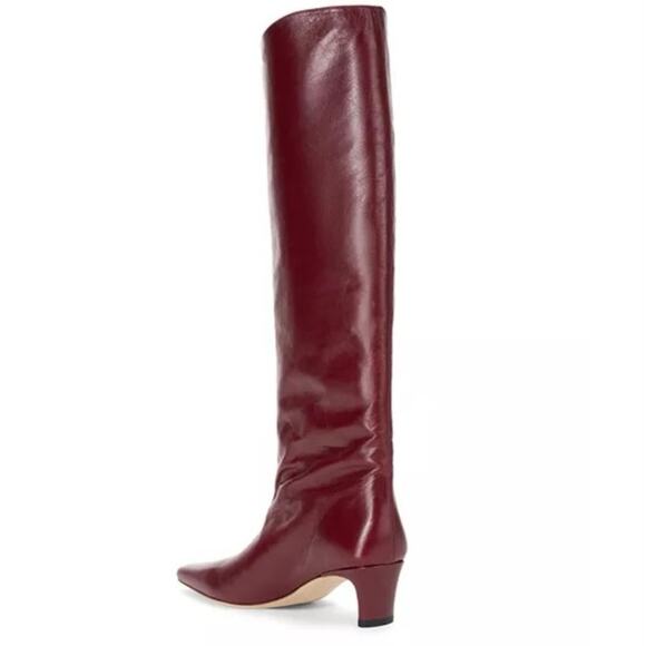 Staud Wally Tall Boots In Red Pinot Leather 10 NWOB - Picture 2 of 8